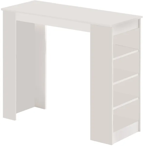 NORDVÄRK ST1 barbord med 3 hyllor - vit melamin (120x51,6)