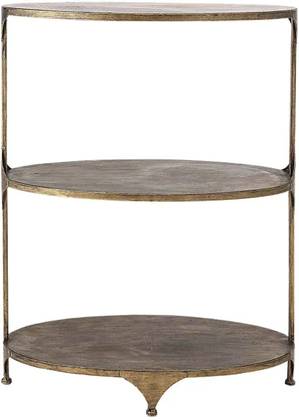 CREATIVE COLLECTION barbord - mässing metall, med 2 hyllor, oval