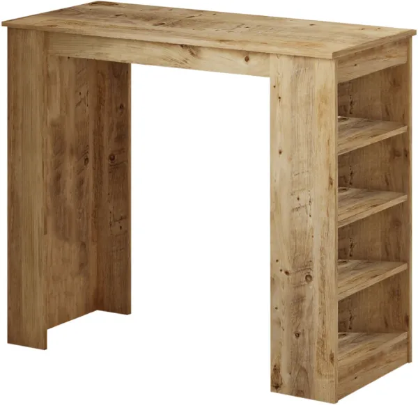 NORDVÄRK ST1 barbord med 3 hyllor - naturlig melamin (120x51,6)
