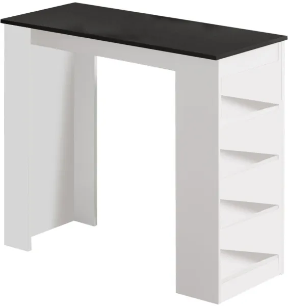 NORDVÄRK ST1 barbord med 3 hyllor - vit och svart melamin (120x51,6)