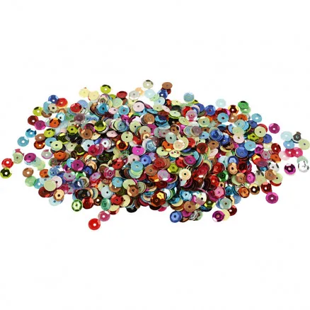 Paljetter, diam. 6 mm, runda, 100g